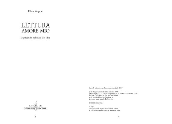Couverture : Lettura amore mio