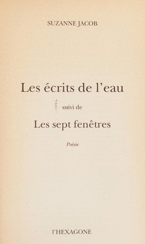 Couverture : Les écrits de l'eau