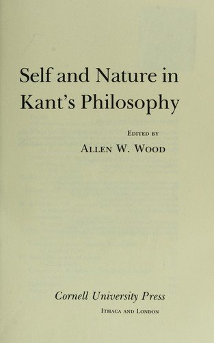 Couverture : Self and nature in Kant's philosophy