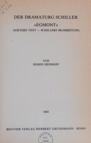 Couverture : Der Dramaturg Schiller, "Egmont"