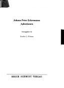 Couverture : Johann Peter Eckermann, Aphorismen