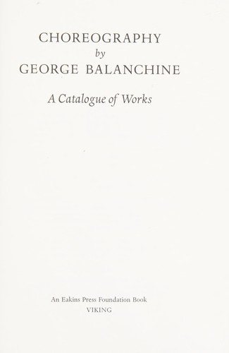 Couverture : Choreography by George Balanchine