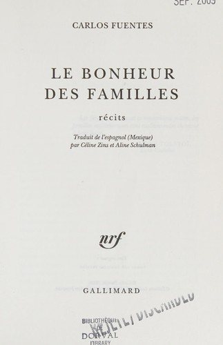 Couverture : Le bonheur des familles
