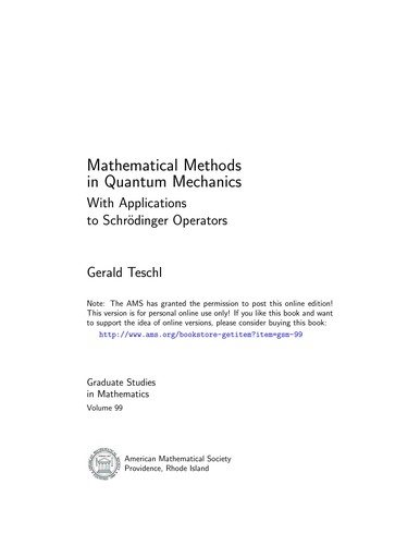 Couverture : Mathematical Methods in Quantum Mechanics