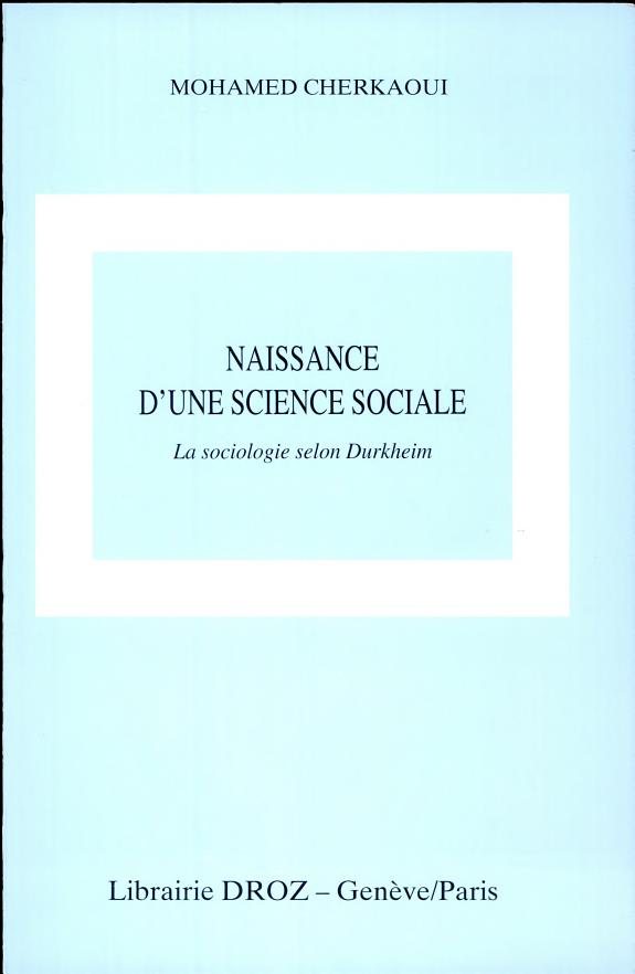 Couverture : Naissance d'une science sociale