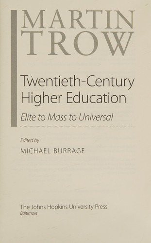 Couverture : Twentieth-century higher education