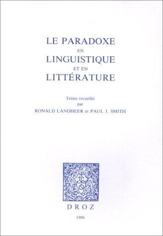Couverture : Le paradoxe en linguistique et en littérature