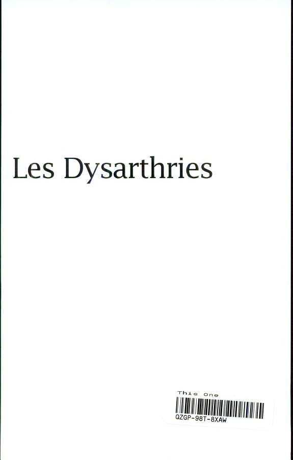 Couverture : Les dysarthries