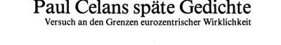Couverture : Paul Celans späte Gedichte