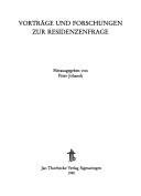 Couverture : Vorträge und Forschungen zur Residenzenfrage