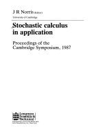 Couverture : Stochastic Calculus In Application Proceedings (Pitman Research Notes in Mathematics)
