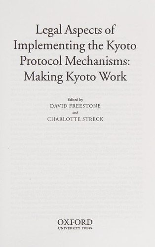 Couverture : Legal aspects of implementing the Kyoto Protocol mechanisms