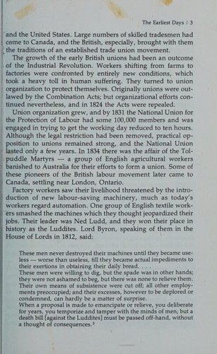 Couverture : The story of unions in Canada