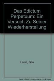Couverture : Das Edictum perpetuum: ein Versuch zu seiner Wiederherstellung (German Edition)