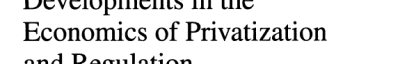 Couverture : Developments in the economics of privatization and regulation