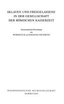 Couverture : Sklaven und Freigelassene in der Gesellschaft der römischen Kaiserzeit