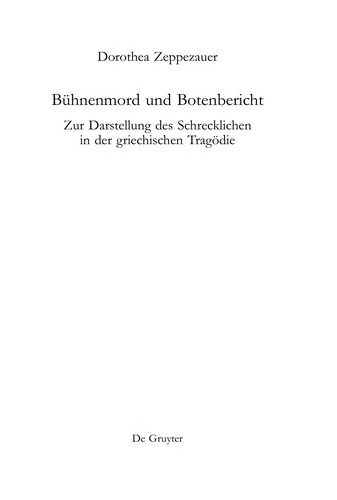 Couverture : Bühnenmord und Botenbericht