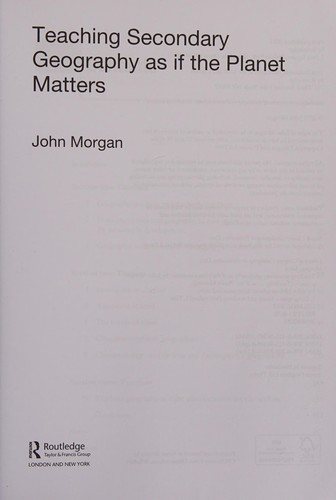 Couverture : Teaching secondary geography as if the planet matters