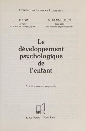 Couverture : Develop. Psycho Enfant