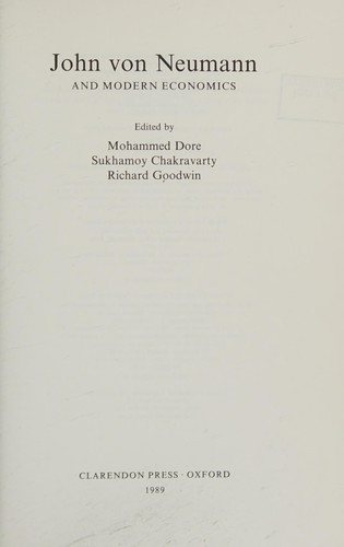 Couverture : John von Neumann and modern economics
