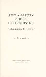 Couverture : Explanatory models in linguistics
