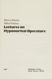 Couverture : Lectures on hyponormal operators