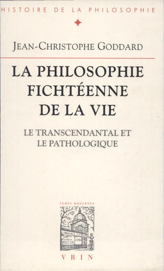 Couverture : La philosophie fichtéenne de la vie