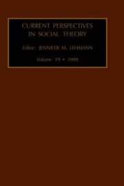 Couverture : Current Perspectives in Social Theory, Volume 19