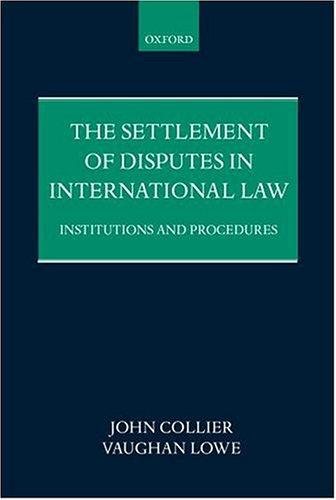 Couverture : The settlement of disputes in international law