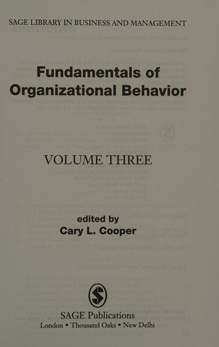 Couverture : Fundamentals of organizational behavior