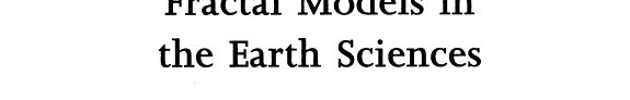 Couverture : Fractal models in the earth sciences