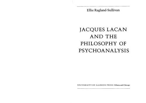 Couverture : Jacques Lacan and the philosophy of psychoanalysis