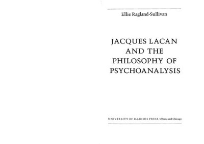 Couverture : Jacques Lacan and the philosophy of psychoanalysis