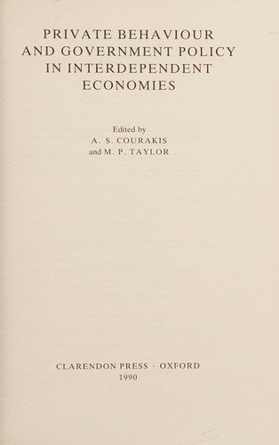 Couverture : Private behaviour and government policy in interdependent economies