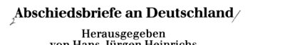 Couverture : Abschiedsbriefe an Deutschland
