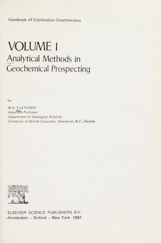 Couverture : Analytical methods in geochemical prospecting
