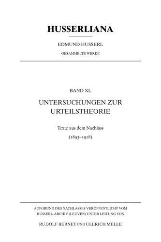 Couverture : Untersuchungen zur Urteilstheorie