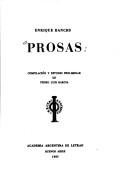 Couverture : Prosas