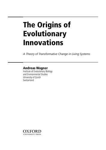 Couverture : The origins of evolutionary innovations