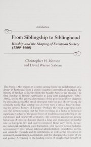 Couverture : Sibling relations and the transformations of European kinship, 1300-1900