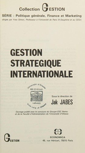 Couverture : Gestion stratégique internationale