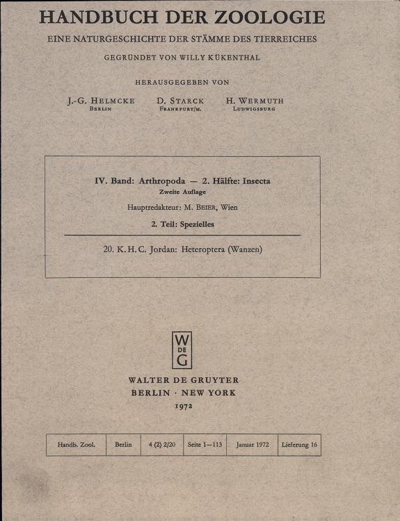 Couverture : Heteroptera (Wanzen)