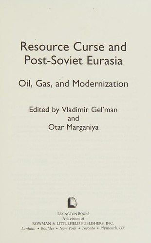 Couverture : Resource curse and post-Soviet Eurasia