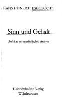 Couverture : Sinn und Gehalt