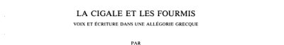 Couverture : La cigale et les fourmis