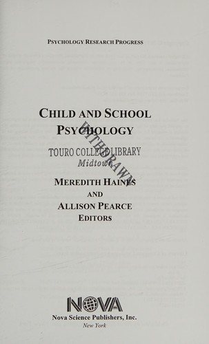 Couverture : Child and school psychology