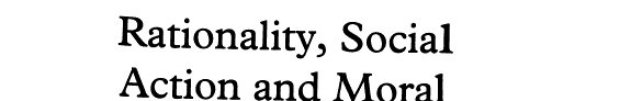 Couverture : Rationality, social action, and moral judgment