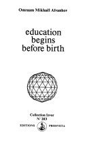 Couverture : Education begins before birth