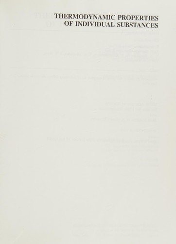 Couverture : Thermodynamic properties of individual substances