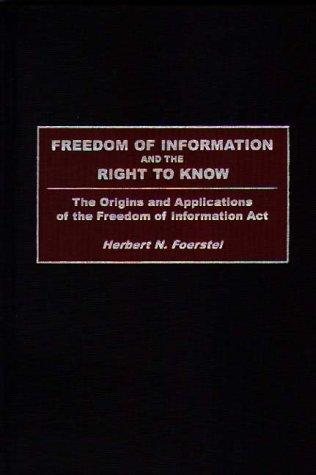 Couverture : Freedom of Information and the Right to Know
